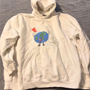 Balenciaga Cream Crewneck Hoodie with Earth Graphic